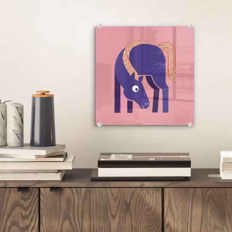 Glas schilderij - Paard - Abstract - Dieren - Modern - Blauw — 2