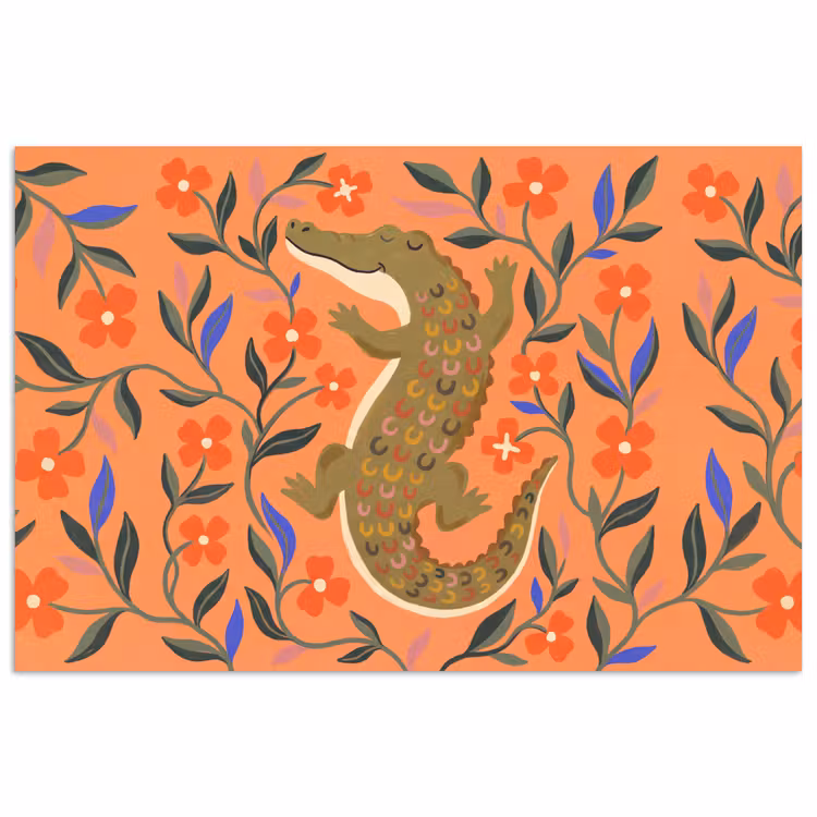 Poster - Dieren - Bloemen - Oranje - Illustratie - Natuur — 1
