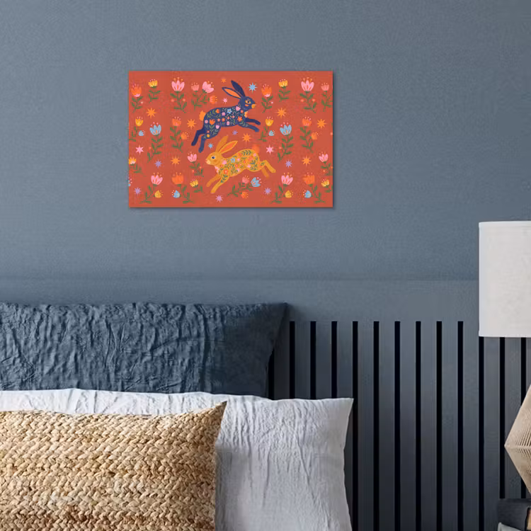 Poster - Konijn - Bloemen - Folk Art - Kleurrijk - Dieren — 3