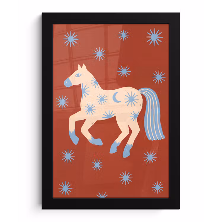 Poster met lijst - Dieren - Sterren - Maan - Abstract - Rood — 1