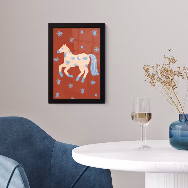 Poster met lijst - Dieren - Sterren - Maan - Abstract - Rood — 2