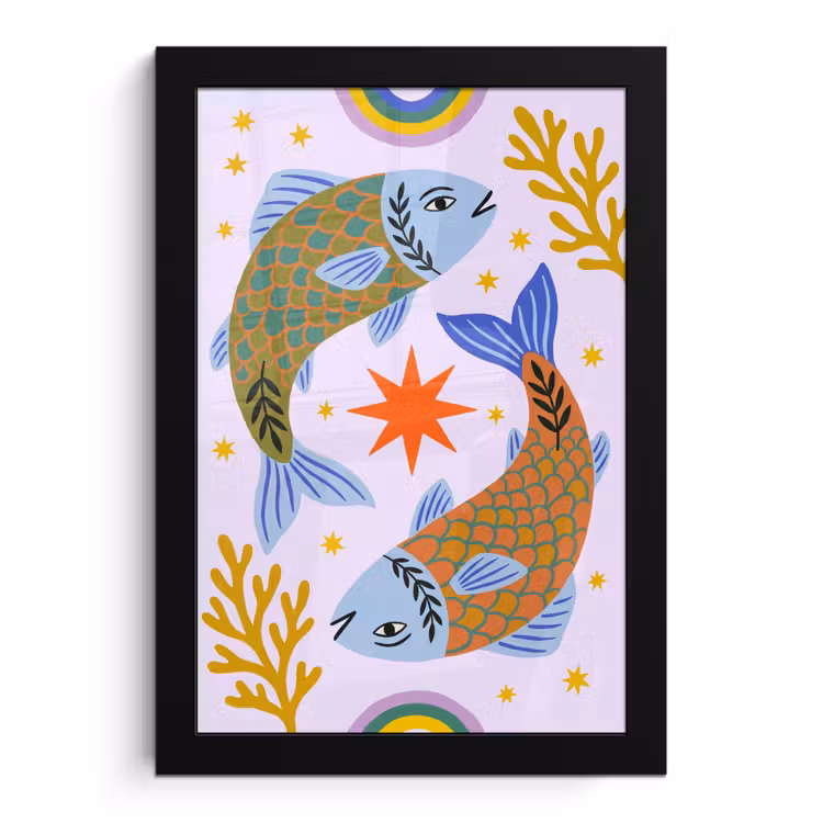 Poster met lijst - Vis - Onderwater - Dieren - Abstract - Kleurrijk — 1