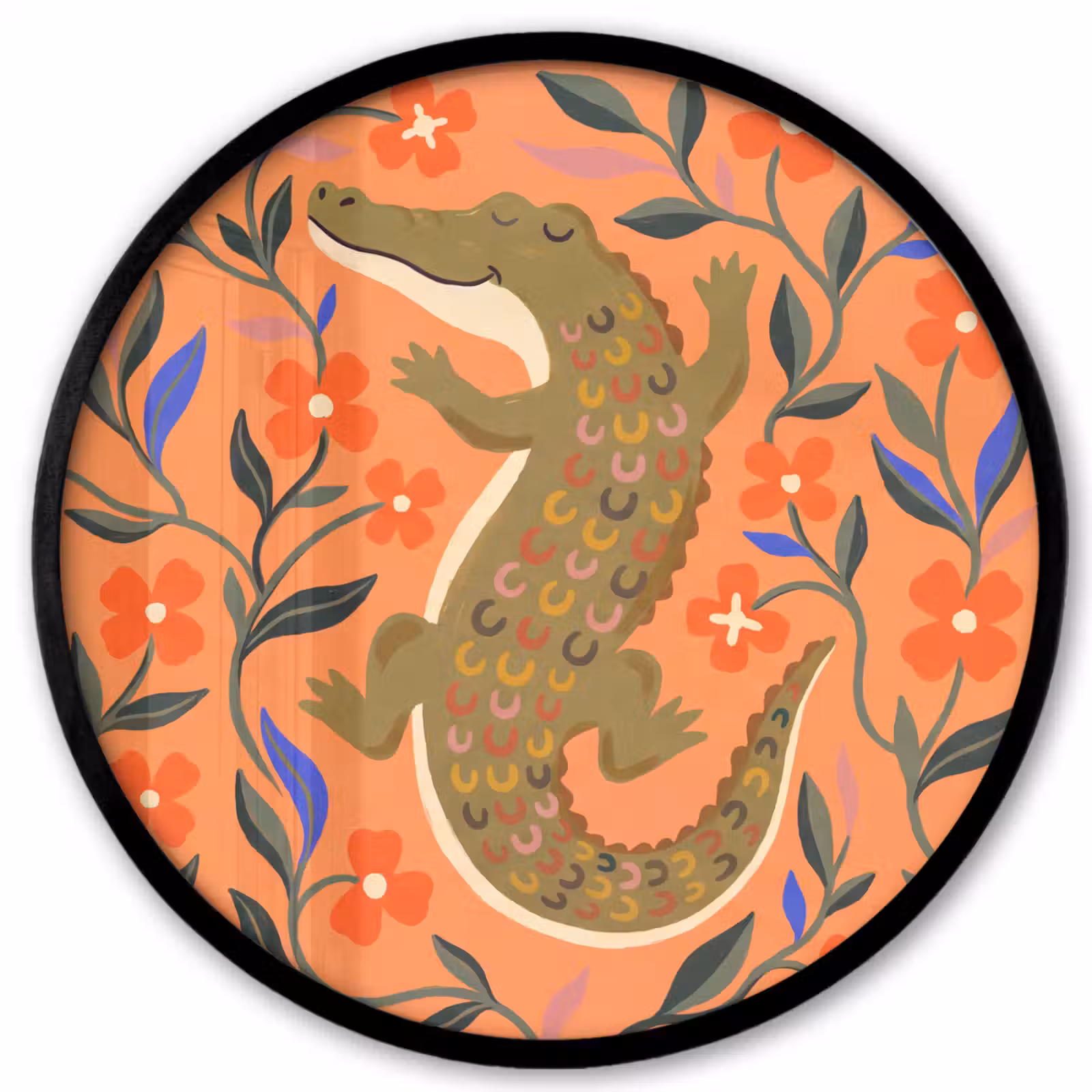 Ronde fotolijst - Dieren - Bloemen - Oranje - Illustratie - Natuur — 1