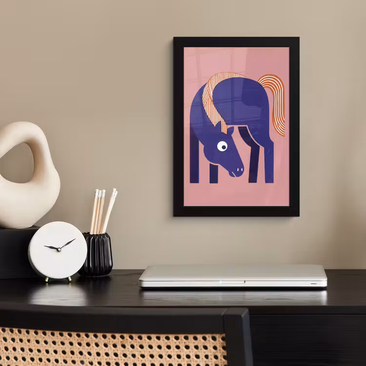 Poster met lijst - Paard - Abstract - Dieren - Modern - Blauw — 3