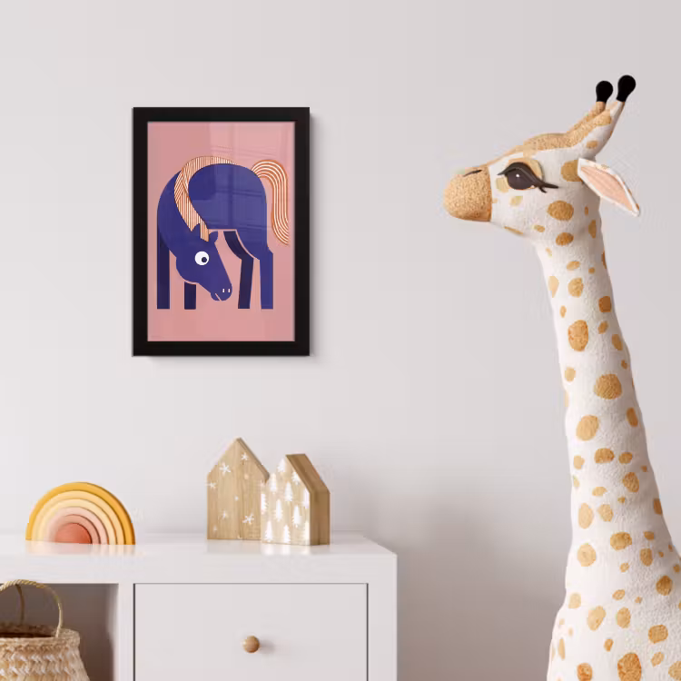 Poster met lijst - Paard - Abstract - Dieren - Modern - Blauw — 5