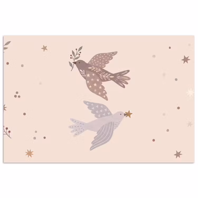 Poster - Vogel - Bessen - Natuur - Modern - Beige — 1