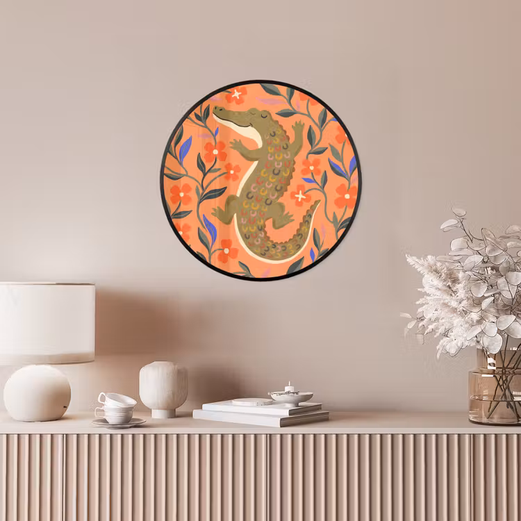 Ronde fotolijst - Dieren - Bloemen - Oranje - Illustratie - Natuur — 5
