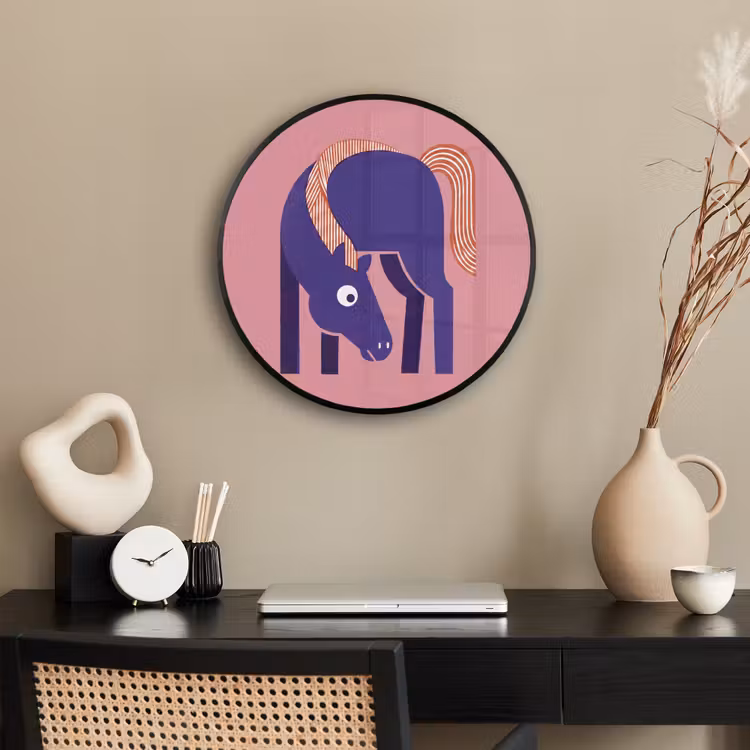 Ronde fotolijst - Paard - Abstract - Dieren - Modern - Blauw — 3