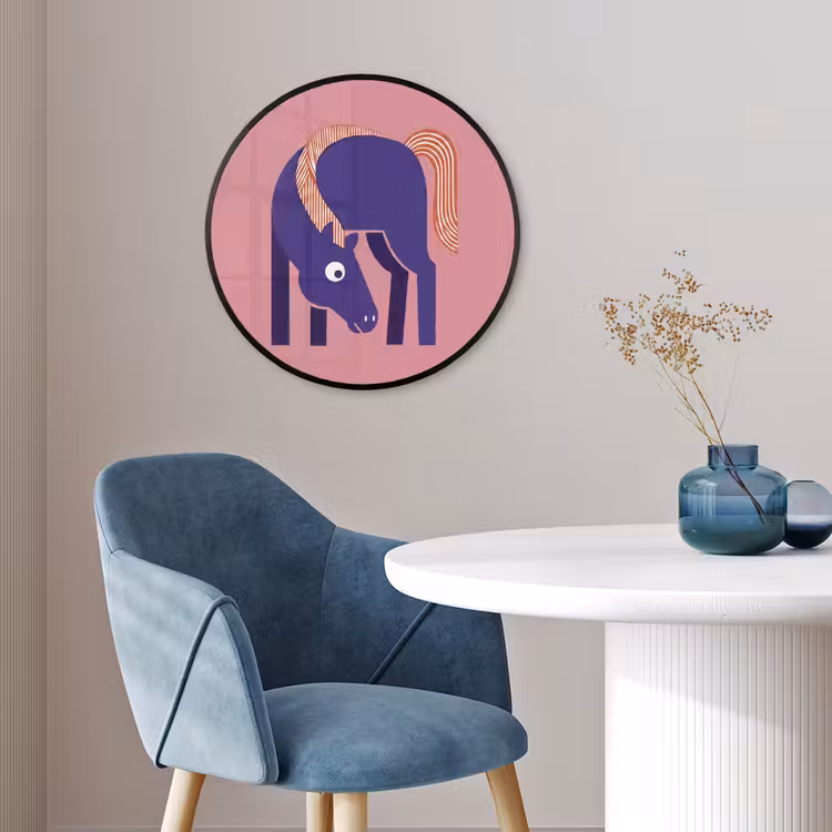 Ronde fotolijst - Paard - Abstract - Dieren - Modern - Blauw — 4