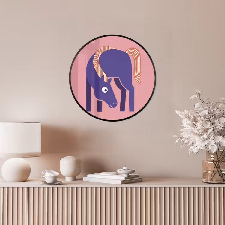 Ronde fotolijst - Paard - Abstract - Dieren - Modern - Blauw — 5