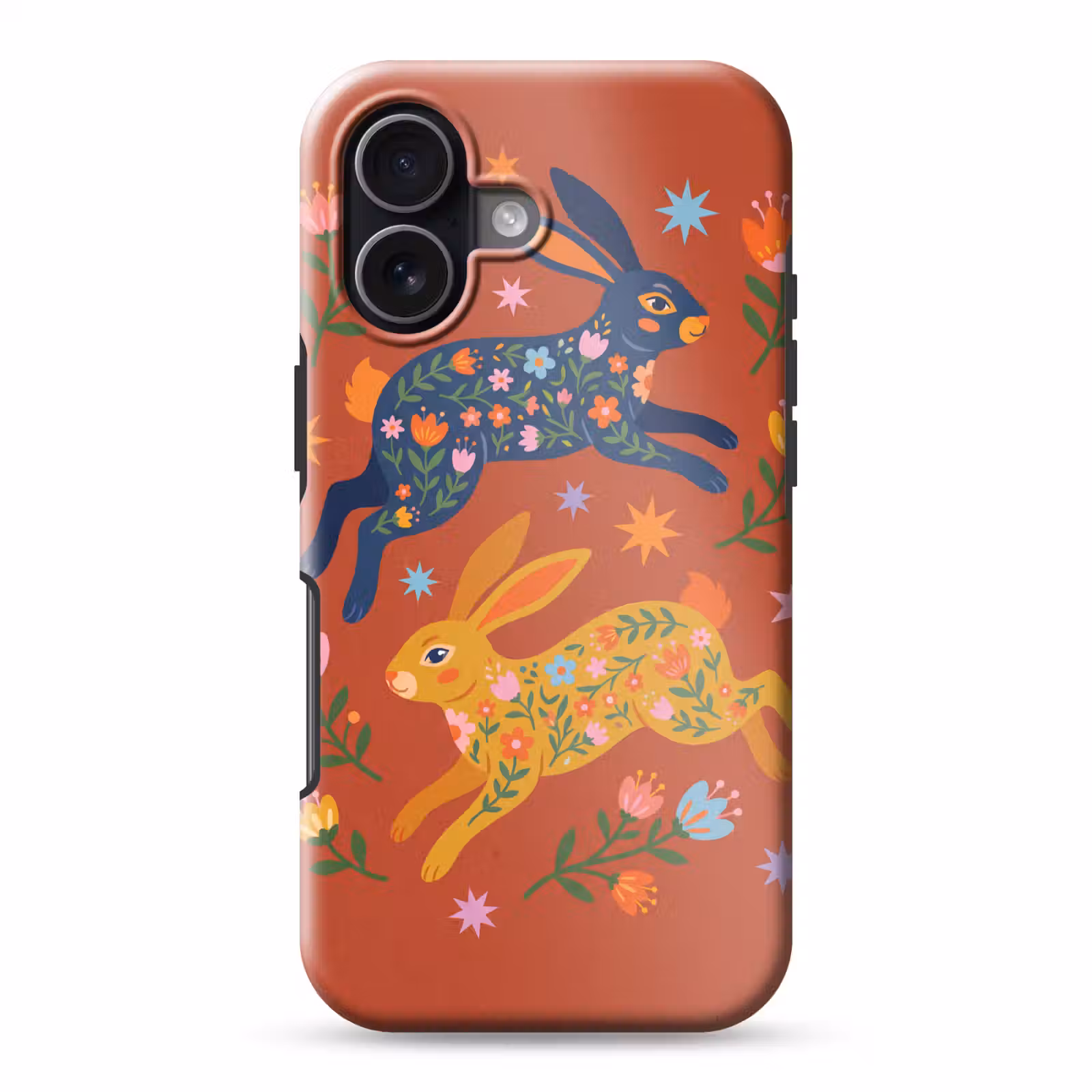 Telefoonhoesje Toughcase - Konijn - Bloemen - Folk Art - Kleurrijk - Dieren — 1