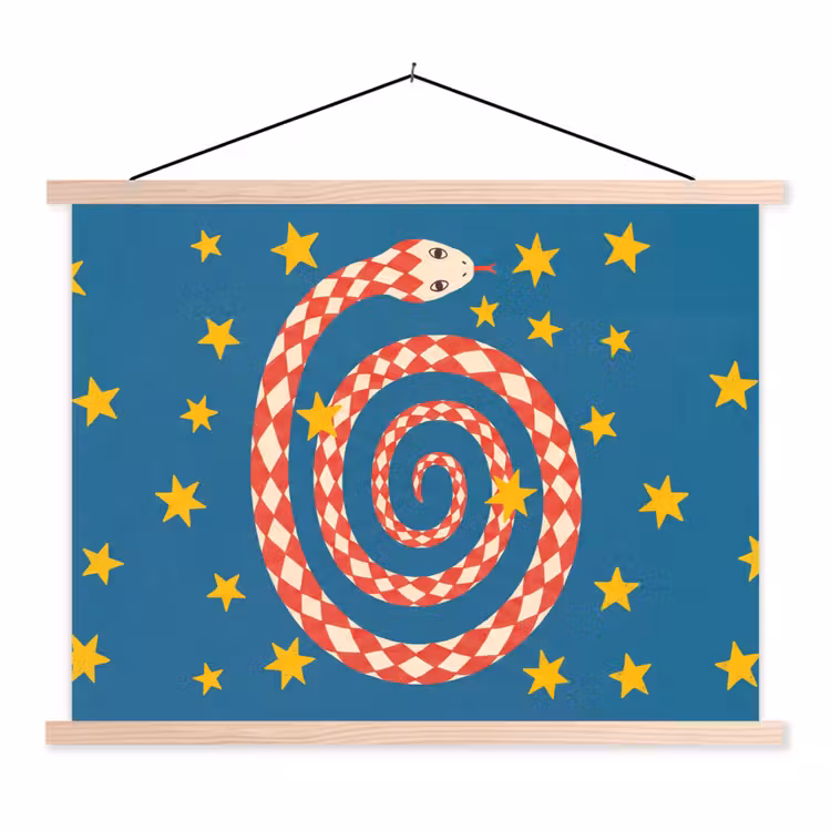 Schoolplaat - Slang - Spiraal - Dieren - Illustratie - Rood — 1