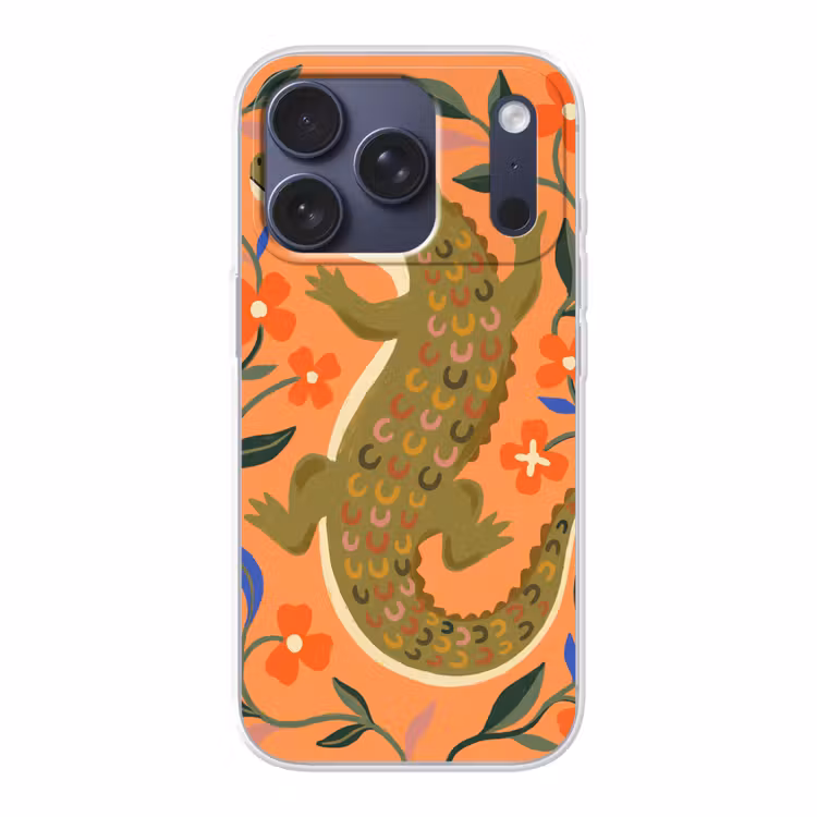 Telefoonhoesje - Dieren - Bloemen - Oranje - Illustratie - Natuur — 1