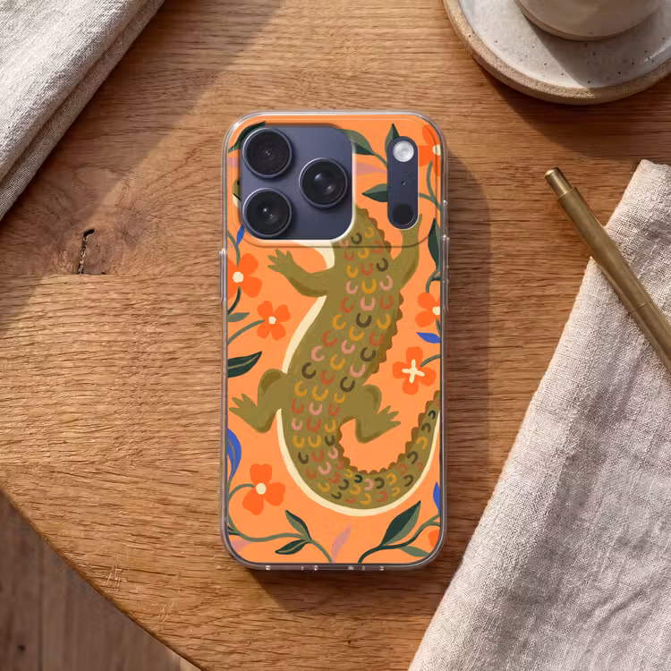 Telefoonhoesje - Dieren - Bloemen - Oranje - Illustratie - Natuur — 2
