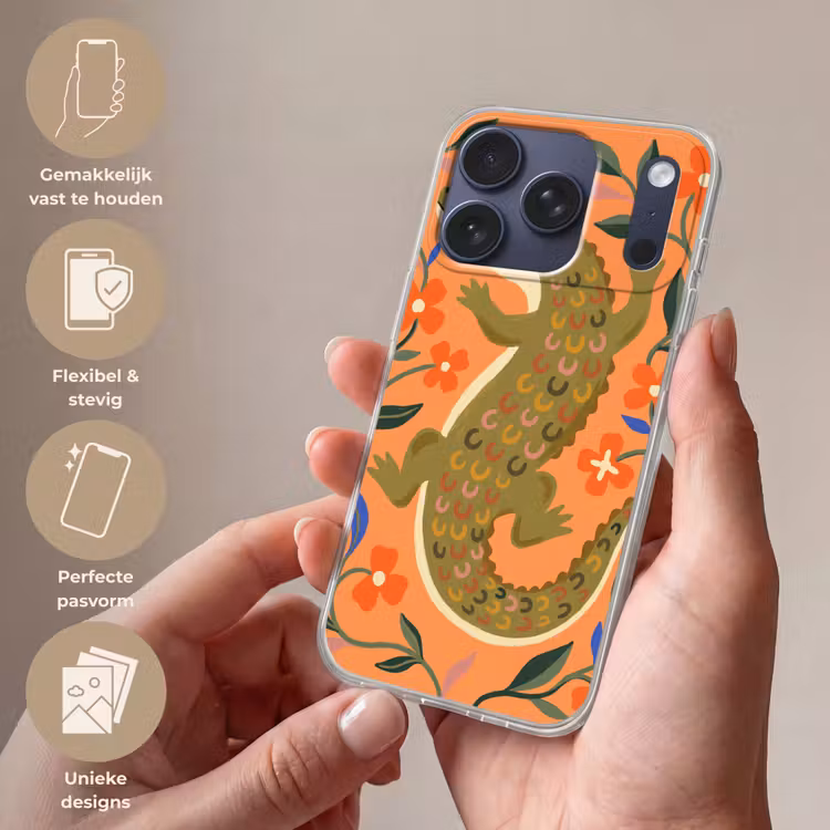 Telefoonhoesje - Dieren - Bloemen - Oranje - Illustratie - Natuur — 4