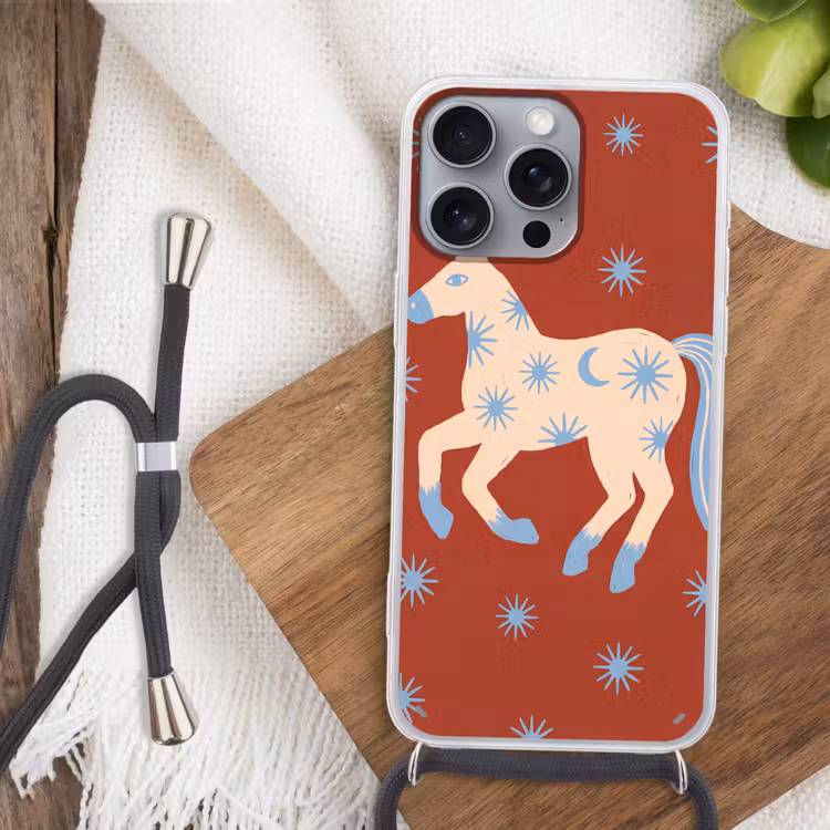 Telefoonhoesje met koord - Dieren - Sterren - Maan - Abstract - Rood — 3