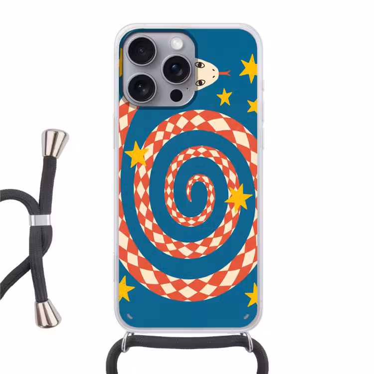 Telefoonhoesje met koord - Slang - Spiraal - Dieren - Illustratie - Rood — 1