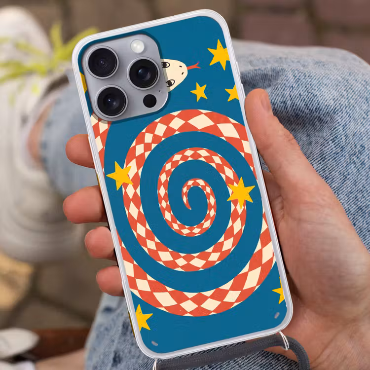 Telefoonhoesje met koord - Slang - Spiraal - Dieren - Illustratie - Rood — 2