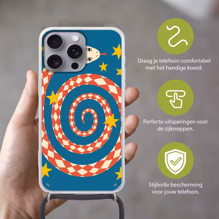 Telefoonhoesje met koord - Slang - Spiraal - Dieren - Illustratie - Rood — 4