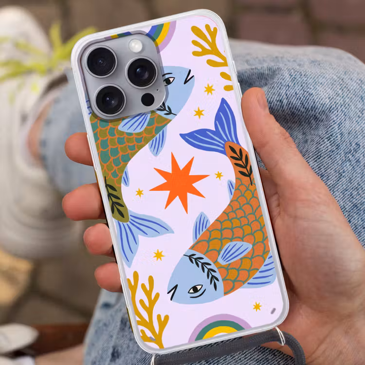 Telefoonhoesje met koord - Vis - Onderwater - Dieren - Abstract - Kleurrijk — 2