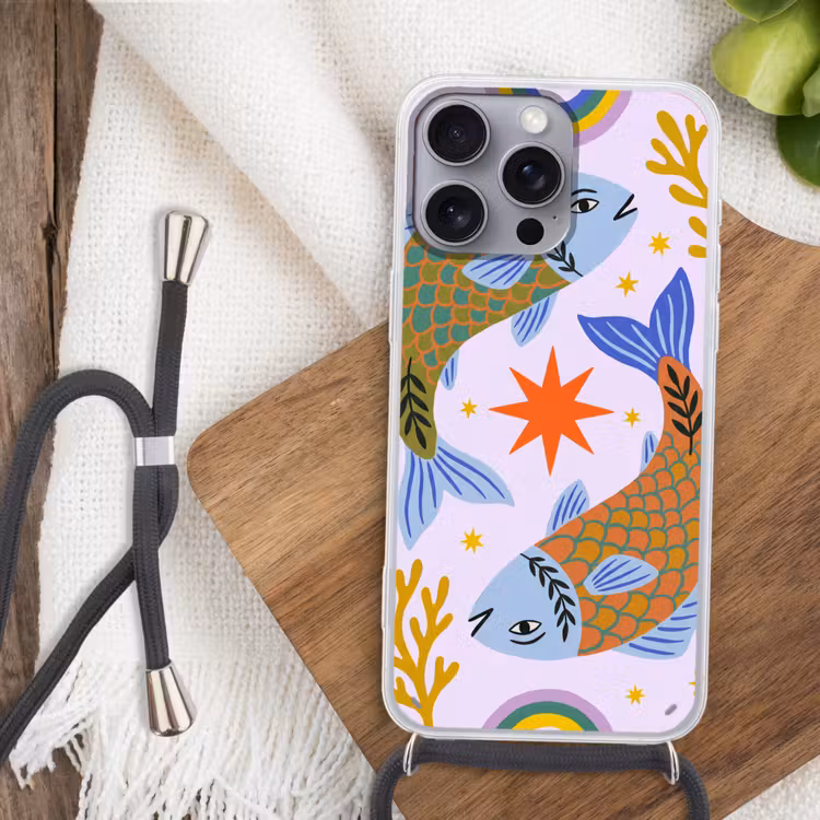 Telefoonhoesje met koord - Vis - Onderwater - Dieren - Abstract - Kleurrijk — 3