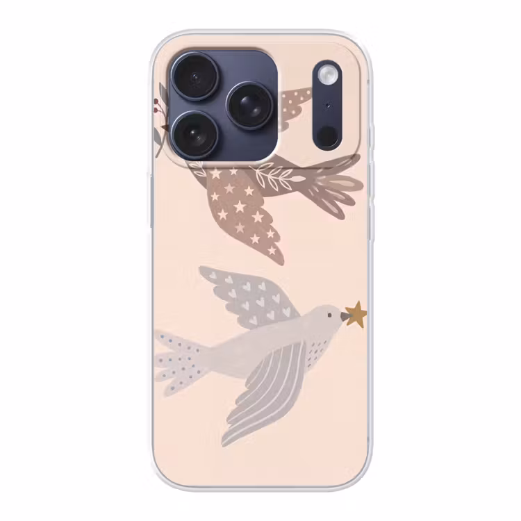 Telefoonhoesje - Vogel - Bessen - Natuur - Modern - Beige — 1