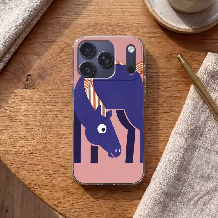 Telefoonhoesje - Paard - Abstract - Dieren - Modern - Blauw — 2