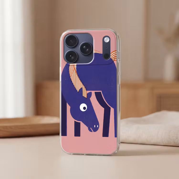 Telefoonhoesje - Paard - Abstract - Dieren - Modern - Blauw — 3