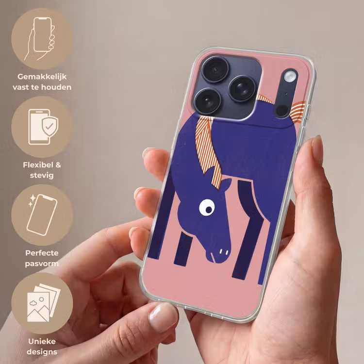 Telefoonhoesje - Paard - Abstract - Dieren - Modern - Blauw — 4