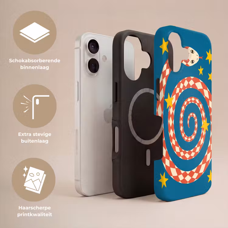 Telefoonhoesje Toughcase - Slang - Spiraal - Dieren - Illustratie - Rood — 3