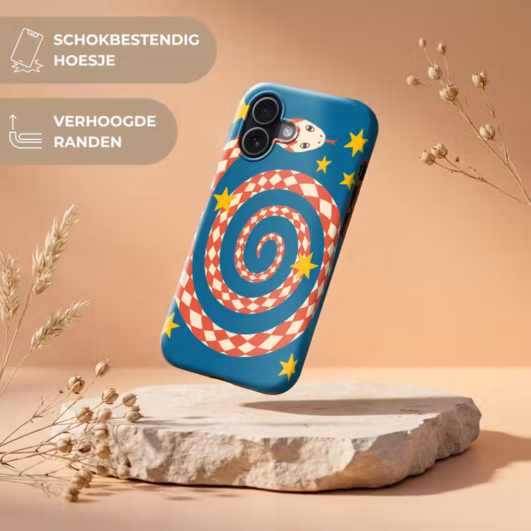 Telefoonhoesje Toughcase - Slang - Spiraal - Dieren - Illustratie - Rood — 5
