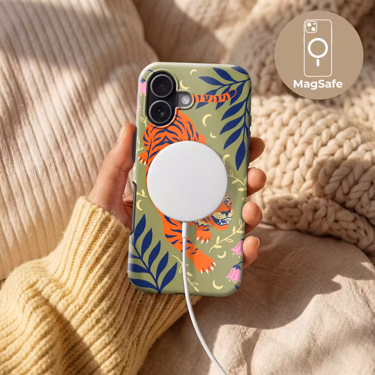 Telefoonhoesje Toughcase - Tijger - Bladeren - Dieren - Illustratie - Oranje — 8