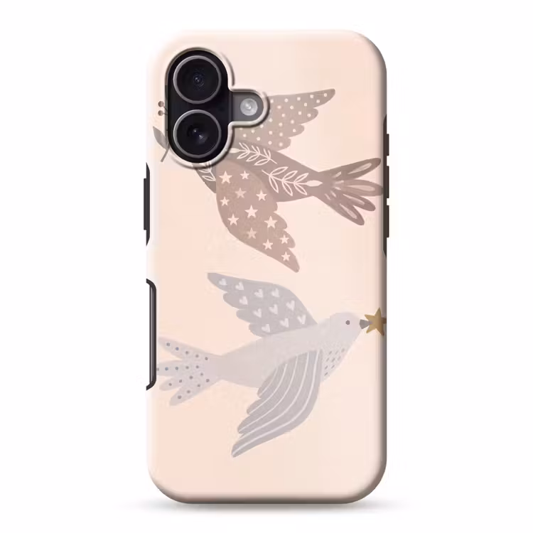 Telefoonhoesje Toughcase - Vogel - Bessen - Natuur - Modern - Beige — 1