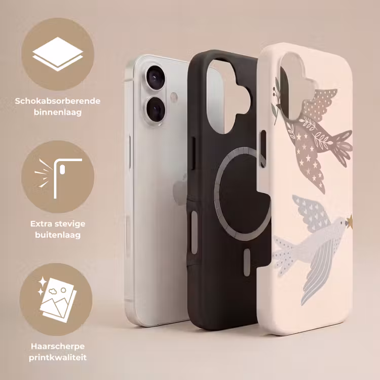 Telefoonhoesje Toughcase - Vogel - Bessen - Natuur - Modern - Beige — 3