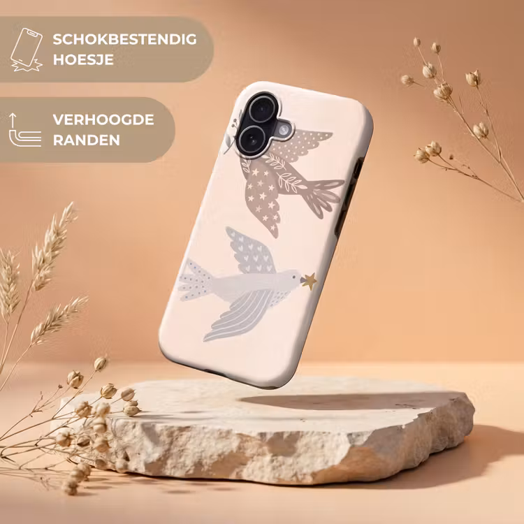 Telefoonhoesje Toughcase - Vogel - Bessen - Natuur - Modern - Beige — 5