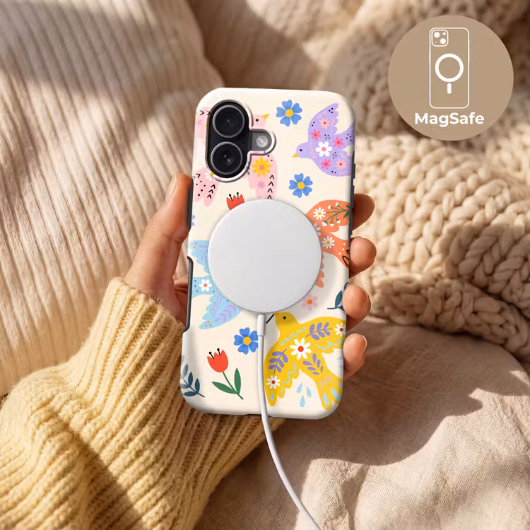 Telefoonhoesje Toughcase - Vogel - Bloemen - Folk - Kleurrijk - Dieren — 8
