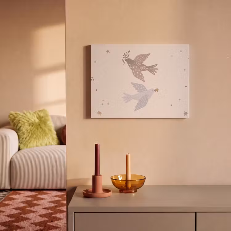 Akoestisch schilderij - Vogel - Bessen - Natuur - Modern - Beige — 2