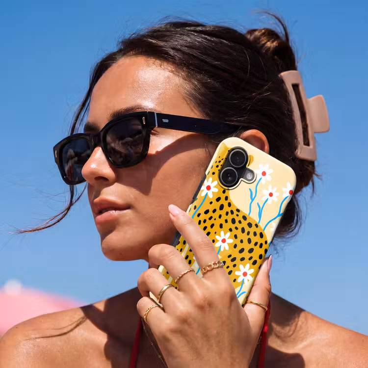 Telefoonhoesje Toughcase - Dieren - Jachtluipaard - Bloemen - Modern - Geel — 6