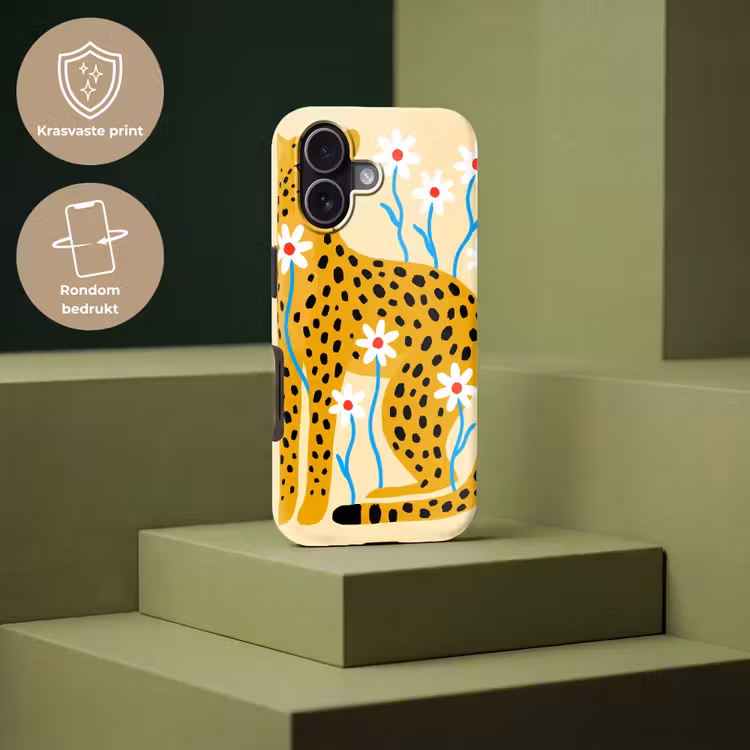 Telefoonhoesje Toughcase - Dieren - Jachtluipaard - Bloemen - Modern - Geel — 7