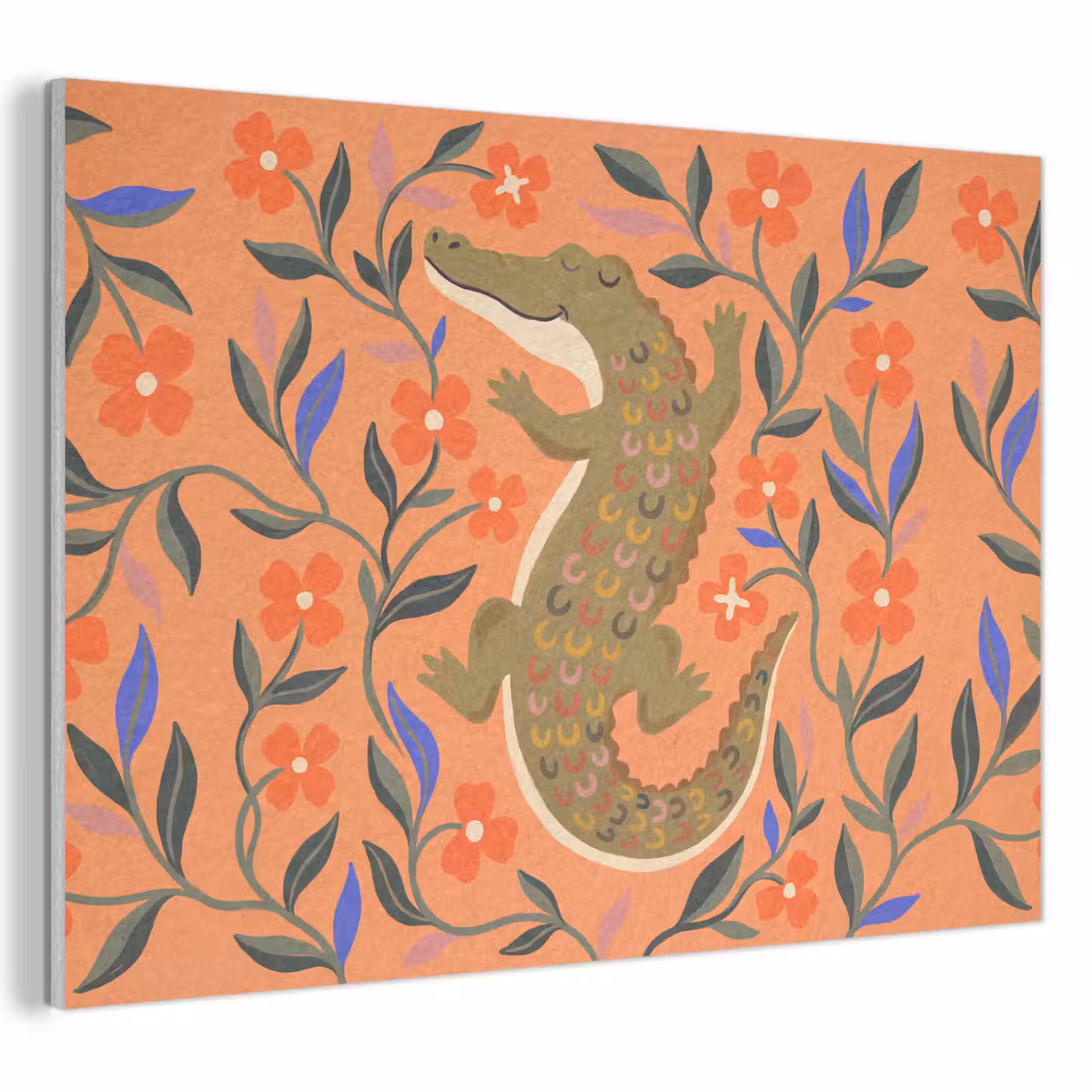 Akoestisch schilderij - Dieren - Bloemen - Oranje - Illustratie - Natuur — 1