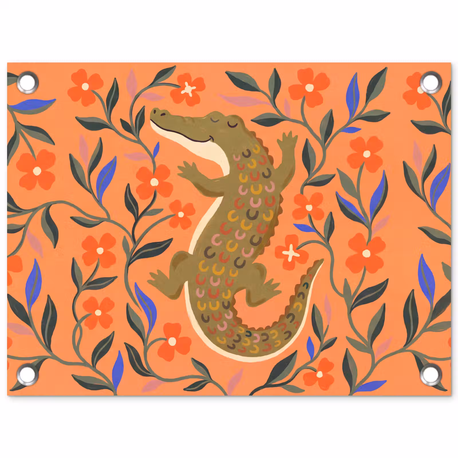 Tuinposter - Dieren - Bloemen - Oranje - Illustratie - Natuur — 1