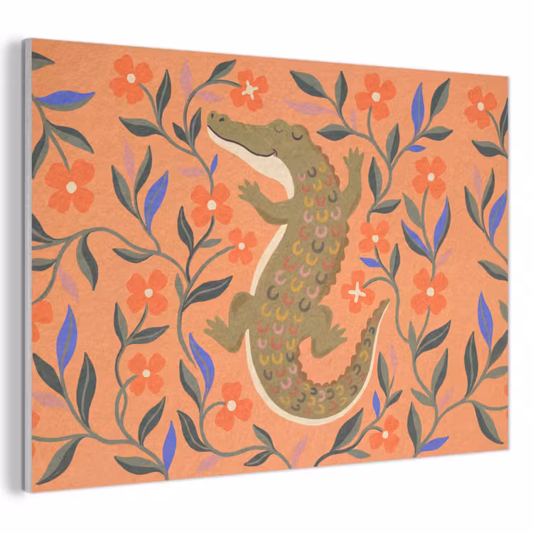 Akoestisch schilderij - Dieren - Bloemen - Oranje - Illustratie - Natuur — 1
