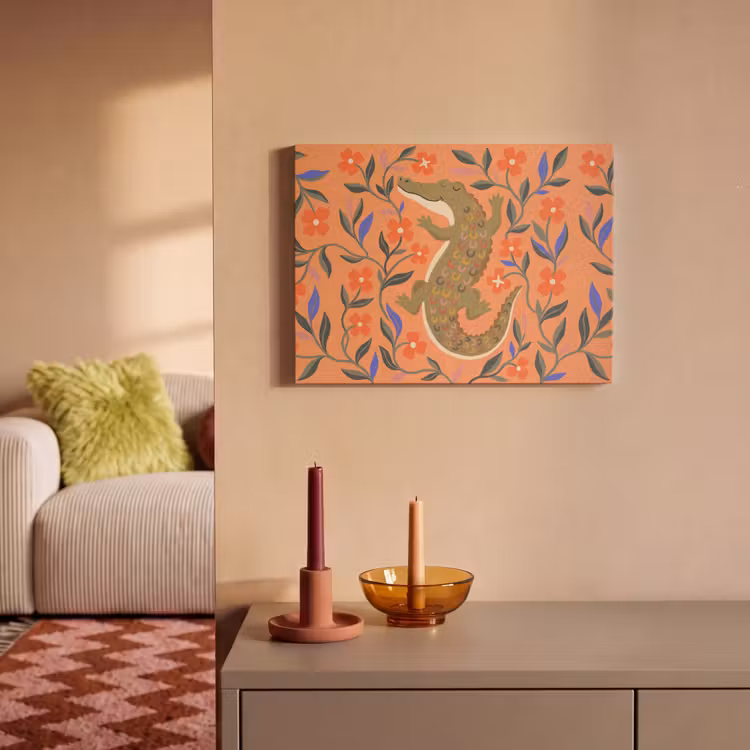 Akoestisch schilderij - Dieren - Bloemen - Oranje - Illustratie - Natuur — 2