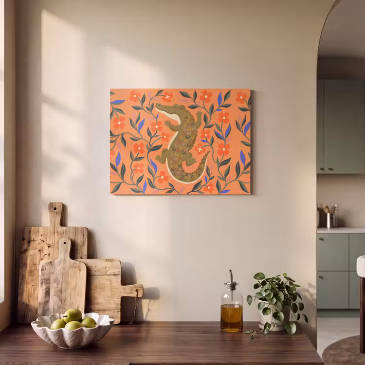 Akoestisch schilderij - Dieren - Bloemen - Oranje - Illustratie - Natuur — 3
