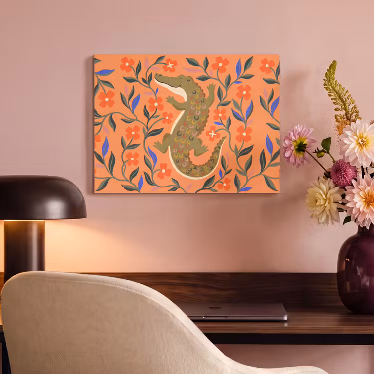 Akoestisch schilderij - Dieren - Bloemen - Oranje - Illustratie - Natuur — 4