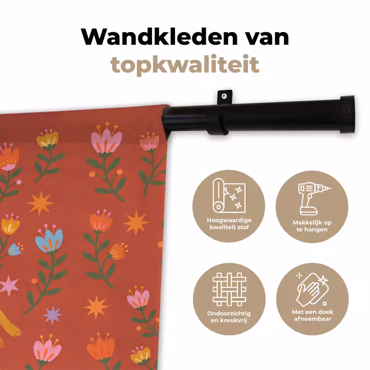 Wandkleed - Konijn - Bloemen - Folk Art - Kleurrijk - Dieren — 3