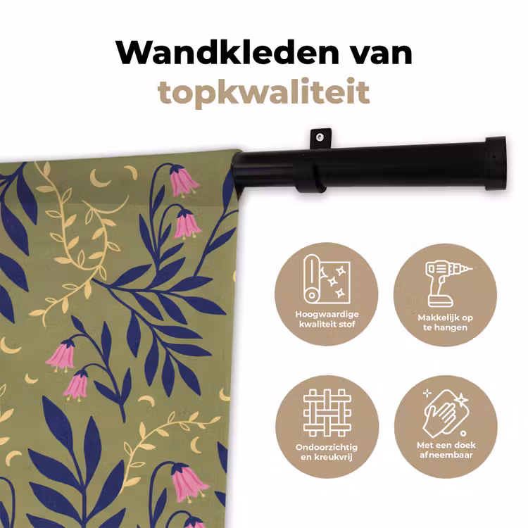 Wandkleed - Tijger - Bladeren - Dieren - Illustratie - Oranje — 3