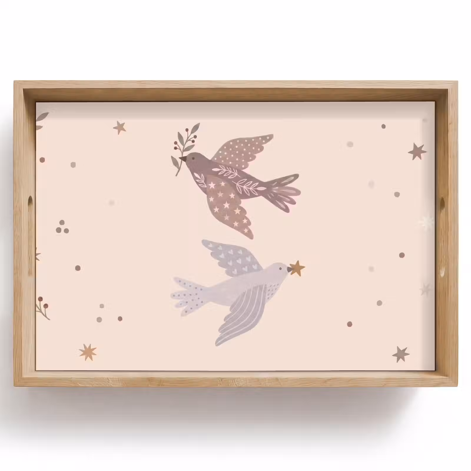 Dienblad - Vogel - Bessen - Natuur - Modern - Beige — 1