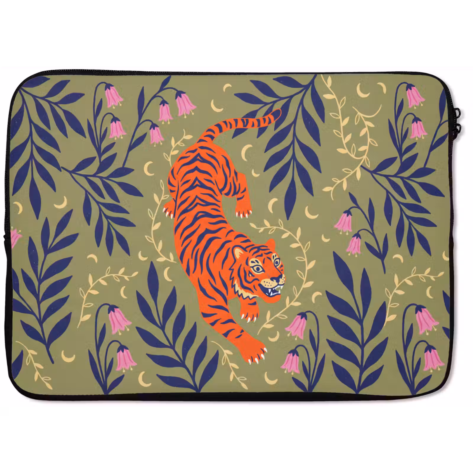 Laptophoes Tijger - Bladeren - Dieren - Illustratie - Oranje — 1