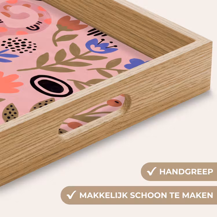 Dienblad - Kat - Bloemen - Dieren - Modern - Roze — 5